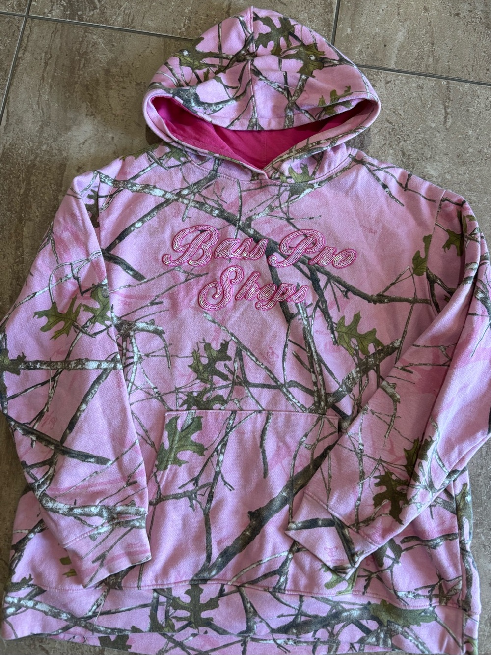 Bass pro pink camo vintage sequins graphic western girly hoodie